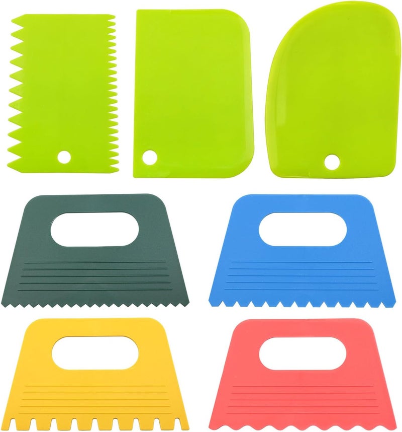 FINBe 7PCS Color Paint Scraper Set Plastic Paint Scraper Tool Oil Painting Palette Knife Art Paint Tool Cream Scraper (Colour mixture) - Image 1